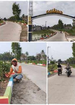 Jelang Penilaian Lomba Desa HELAU, Pemdes Pulau Jaya Bersama Warga Kebut Membuat Pot Bedengan Tanaman Dibahu Jalan