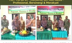 Solid dan Kompak! HUT TNI ke-81 di Koramil 421-08/Palas Diberi Kejutan Tumpeng oleh Camat Palas, Camat Sragi, Kapolsek Palas dan Kapolsek Sragi